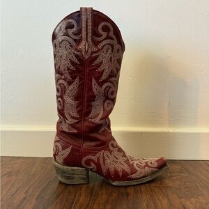 Red embroidered cowgirl boots